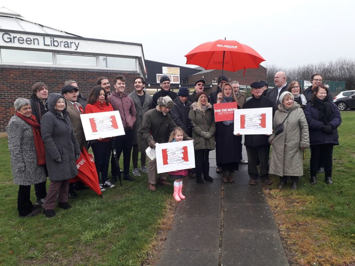Labour party activists and Harlow residents campaigning against the closure of Tye Green Library
