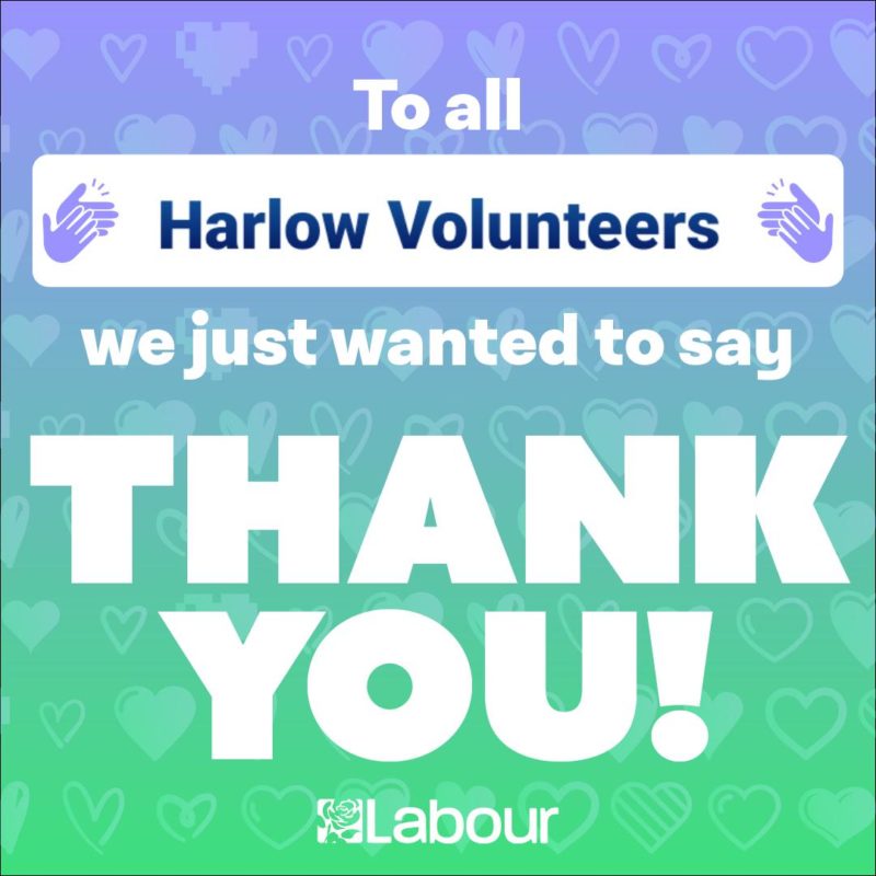 Thank you, to all Harlow Volunteers