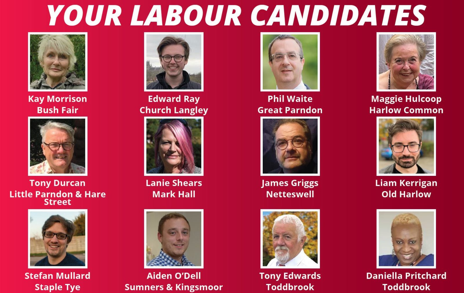 Harlow Labour Candidates 2022